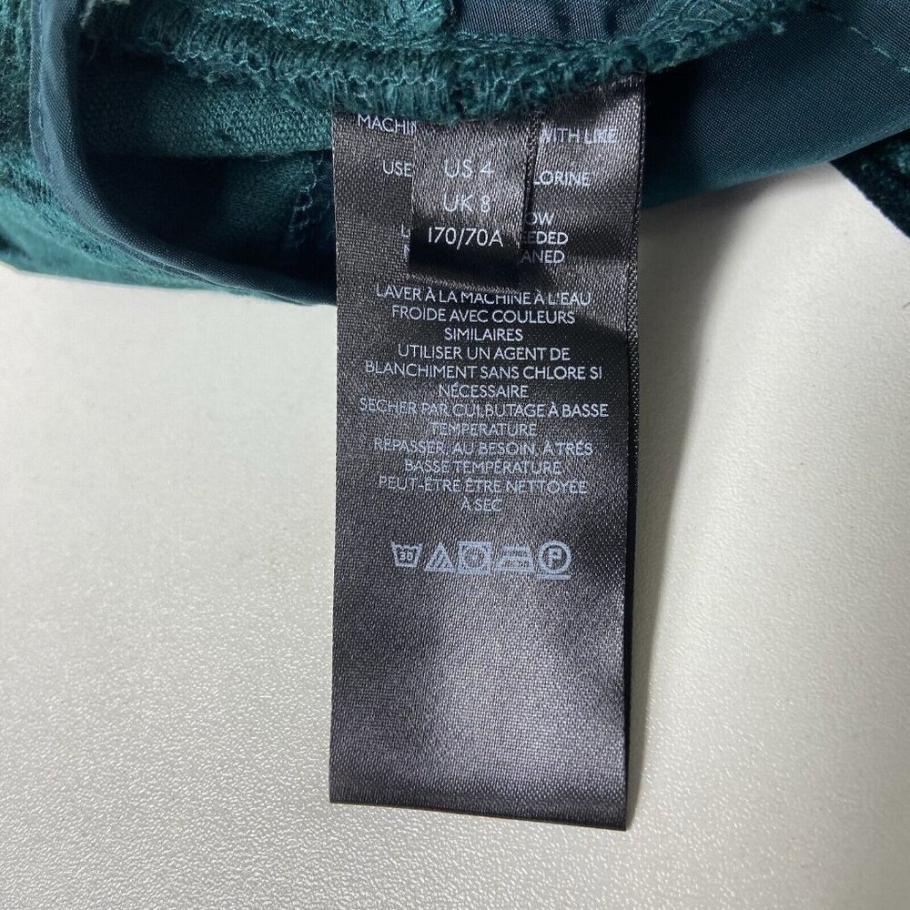 Free People Emerald Green Velvet Sz 4 Walk With You Trouser Flare Pants Mid Rise - Picture 8 of 10
